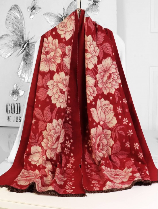 Cashmere Feeling Flower Print Premium Scarf Cashmere Feeling Flower Print Premium Scarf